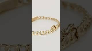 Cuban Chain Bracelet, 14k Gold Hollow Curb Link Diamond Pave Bracelet, , Diamond Bar Bracelet