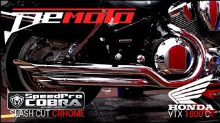 Sonido de Escape Cobra Slash Cut con System Chrome en una Honda VTX 1800 C / DEMOTO.ES