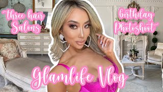 GlamLife Vlog 9 | The MOST GLAM Bday Photoshoot, THREE hair salons in one week, SNATCHED Massage!