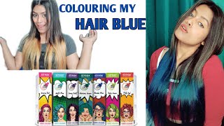 BLUE HAIR COLOUR AT HOME| HAIR DYE | BLUE HAIR COLOUR EXPERIMENT GONE WRONG???