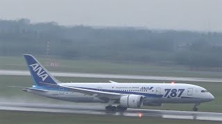 ✈ANA - Boeing 787-8 Dreamliner Very Wet Landing at Düsseldorf International Airport