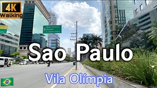 Walking in Sao Paulo Brazil , Vila Olímpia 🇧🇷| 4K 2021