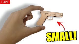 Making the SMALLEST cardboard glock 17! Live 🔴