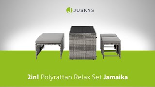 2in1 Polyrattan Gartenmöbel Jamaika - Lounge Set für Balkon & Garten