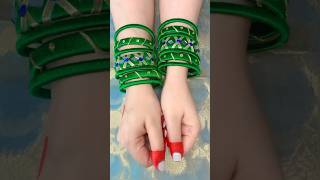 हरियाली तीज स्पेशल चूड़ियाँ 💚#diy #teej #silkthreadbangles #shorts #handmadebangles