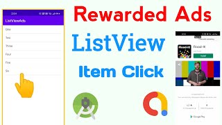 How To Implement Admob rewarded Video Ads on ListView Item Click | Admob rewarded Video ads