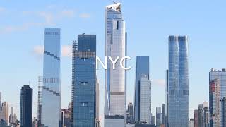 Manhattan skyline buildings up close 4k