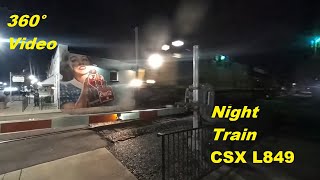 360° VR - CSX L849 with 3406, 5322 at Market Street in Athens - Night Train