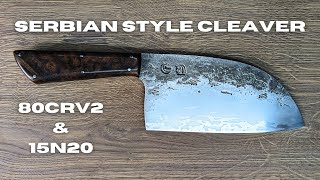 Making a Serbian Style Cleaver From 80CrV2 & 15N20 Go Mai #knifemaking #bladesmith #forging