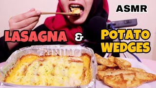 ASMR Eating Sounds: Lasagna & Potato Wedges