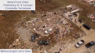 Aerial Video of Destructive Preliminary EF-4 Tornado Damage - Cookeville, Tennessee