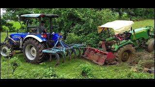 नाली में फसा 4wd ट्रैक्टर John Deere 5105 4WD stuck in mud