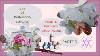 Pintura em tecido. Bule de porcelana e cupcake (pt5)