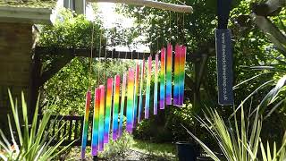 Sloping Rectangles Glass Wind Chime, rainbow