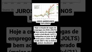 Hoje a criação de vagas de empregos nos EUA (JOLTS) bem acima do esperado (maior nível desde Jul/21)