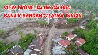 View drone bekas jalur bencana banjir bandang sumbar