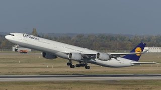 ✈Lufthansa Airbus A340-600 takeoff at Düsseldorf International Airport