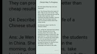 China's Way To Progress easy questions answers part 2