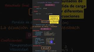 Comparacion de resultados de perdida de carga cor diferentes ecuaciones