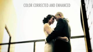 before and after wedding footage color correction and photoshop work