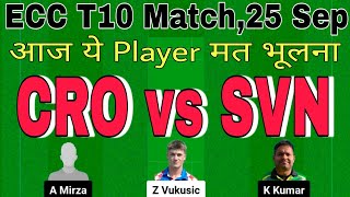 LIVE.cro vs svn dream11 prediction | cro vs svn match prediction | cro vs svn t10 dream11 team today