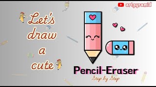 How to Draw a cute PENCIL and ERASER Easy for Kids & toddlers #trending #viral #art #drawing #cute