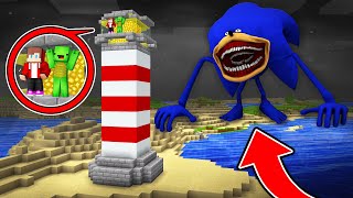 JJ and Mikey Escape from GIANT SHIN SONIC in Minecraft - Maizen