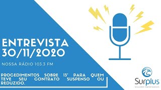 PODCAST | PROCEDIMENTOS SOBRE 13° SALÁRIO PARA QUEM TEVE SEU CONTRATO SUSPENSO OU REDUZIDO.