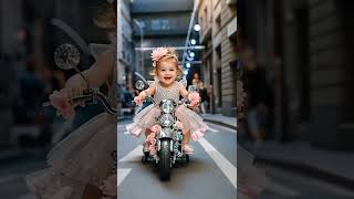 The Cool Riding of the Cute Baby: Fashionable Moments of the Little Knight #baby #runway #cute #cat