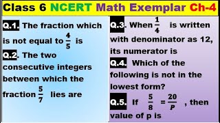 Class 6 Math Ch-4 Q 1 to 5 Math NCERT Exemplar Solution|MATH|NCERT|Fractions and Decimals|CBSE|Ch 4