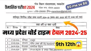 Mp त्रैमासिक परीक्षा 2024 का अभी-अभी टाइम टेबल जारी हुआ || Mp Baord त्रैमासिक परीक्षा टाइम टेबल