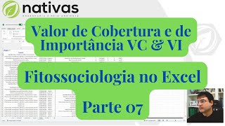 Valor de Cobertura e Valor de Importância -Fitossociologia no Excel- Inventário Florestal - Parte 07