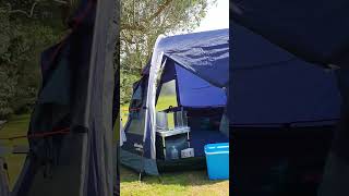 the cheeky bird trying to steal something in our opened tent #camping