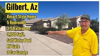 Resort Style Home in Gilbert, AZ | 5Bd, 3.5Ba, 3,700 SqFt 21,780 SqFt Lot, Salt water Pool, RV Gate