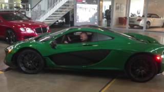 Green McLaren P1  650S   driving and sound