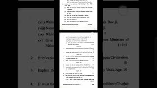 Bcom History and culture of Punjab question paper 1st semester #viral#2022