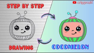 How to Draw & color cute🍉COCOMELON🍉Step by Step Easy for kids  #trending #viral #short #art #shorts