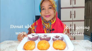 Mukbang donat ubi ungu dan roti goreng isi coklat‼️rasa nya enak ❤️