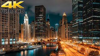 Chicago Loop Late Night Scenic Drive 4K