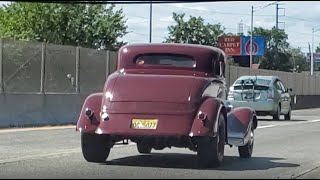 Hot Rod Driving on Highway