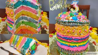 How to make best ever rainbow cake in Tamil | Amma magal