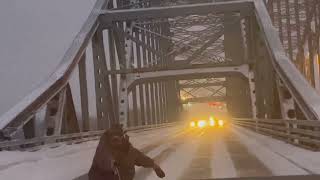 Snowboarding Across The Mercier Bridge