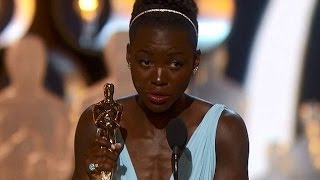 Lupita Nyong'o accepts her Best Supporting Actress Oscar