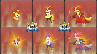 Pokemon Go: Evolving Normal & Shiny Fennekin into Braixen & Delphox (Community Day Blast Burn)