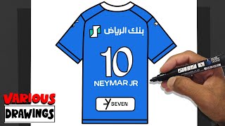 How To Draw NEYMAR JR Al Hilal SHIRT 10 - Easy