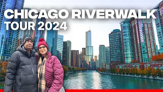 Downtown Chicago 🇺🇸 Riverwalk Tour Winter (2024) | Canadaexplorer