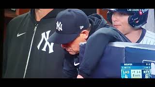 New York Yankees up-close - Luke Weaver pitching, 7th inning, October 29, 2024