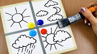 4 Type Of Drawing Clouds｜How To Paint Clouds | Acrylic painting on Canvas Step by Step for beginners