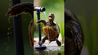 Turtle's Delightful Reaction to the Touch of Water #shorts