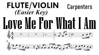 Love Me For What I Am Flute Violin Easier Key Sheet Music Backing Track Partitura Carpenters